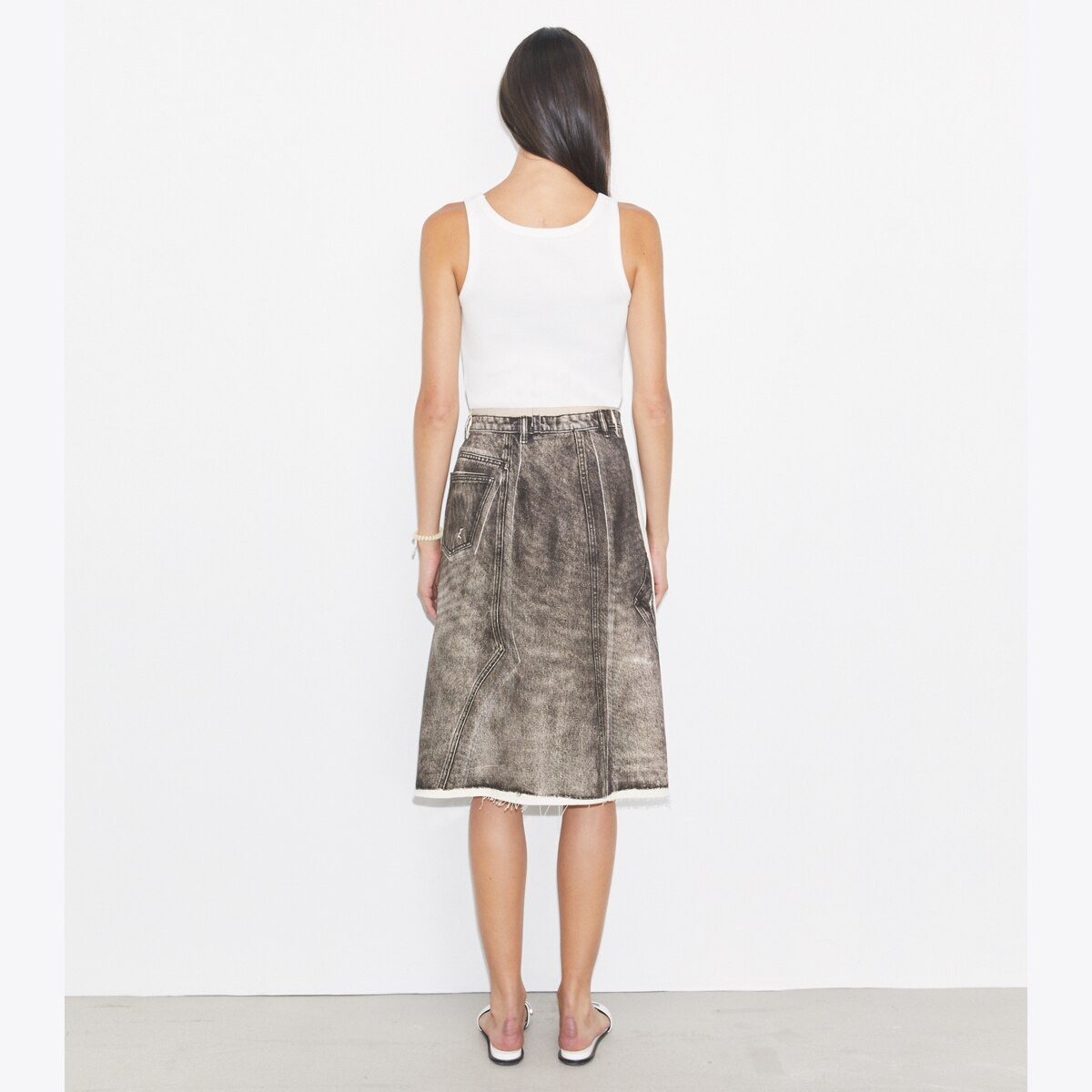 OVERPRINTED DECONSTRUCTED DENIM SKIRT - thumbnail 3