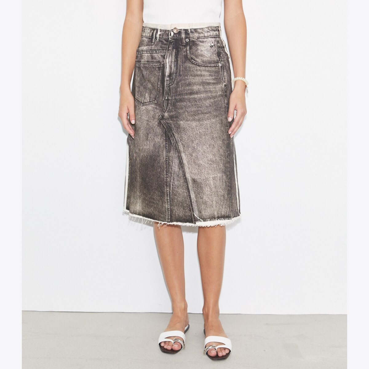 OVERPRINTED DECONSTRUCTED DENIM SKIRT - thumbnail 5