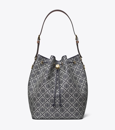 Tory Burch designer hobo bags Oversize Bucket Bag mit T-Monogramm in Tory Navy front