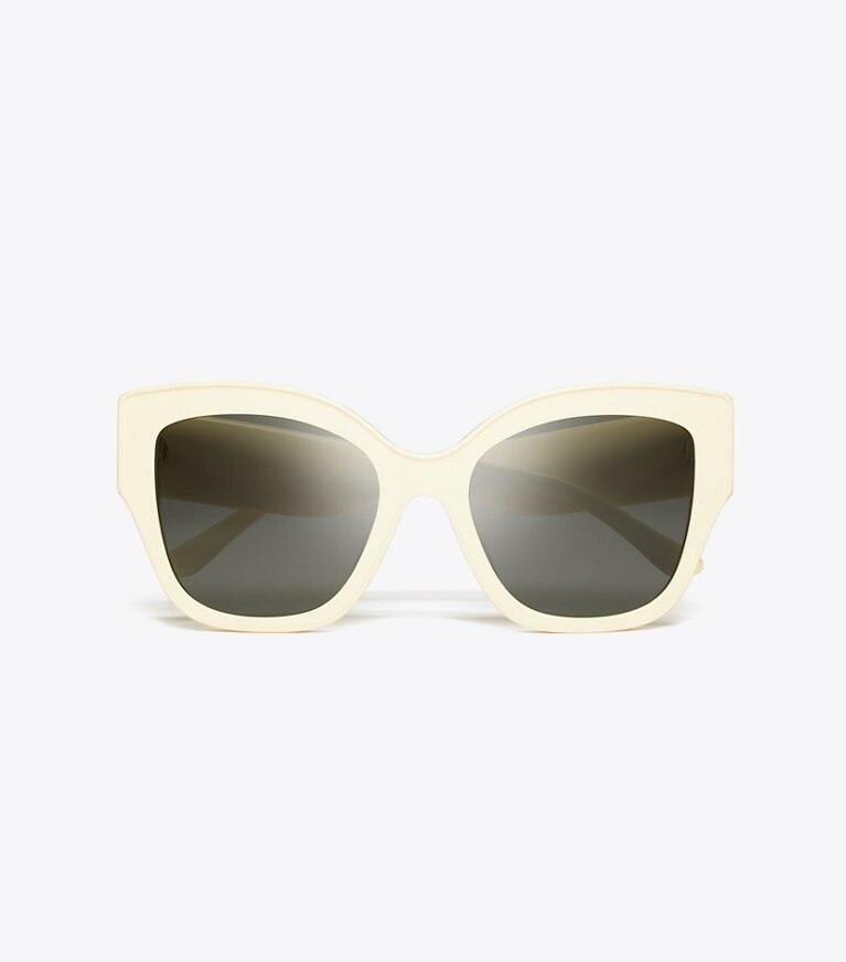 Tory Burch designer sonnenbrillen & brillen Oversize-Cateye-Sonnenbrille in IVORY/SOLID GREY front