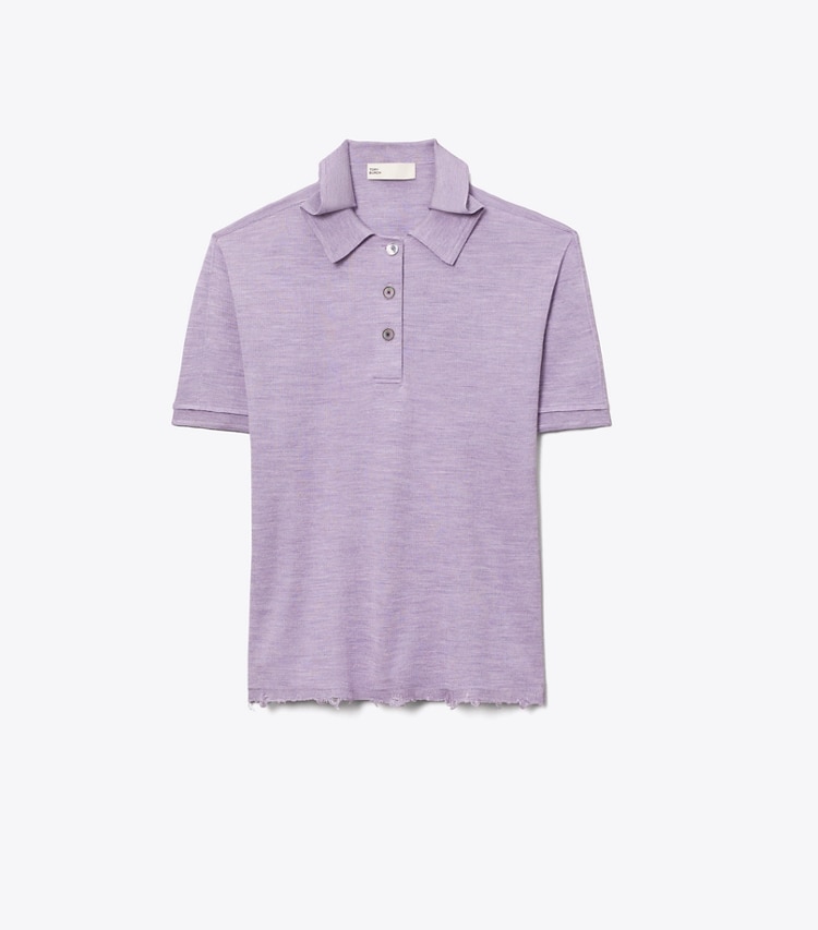 Tory Burch designer strickware Oversize-Poloshirt aus Seide in Purple front