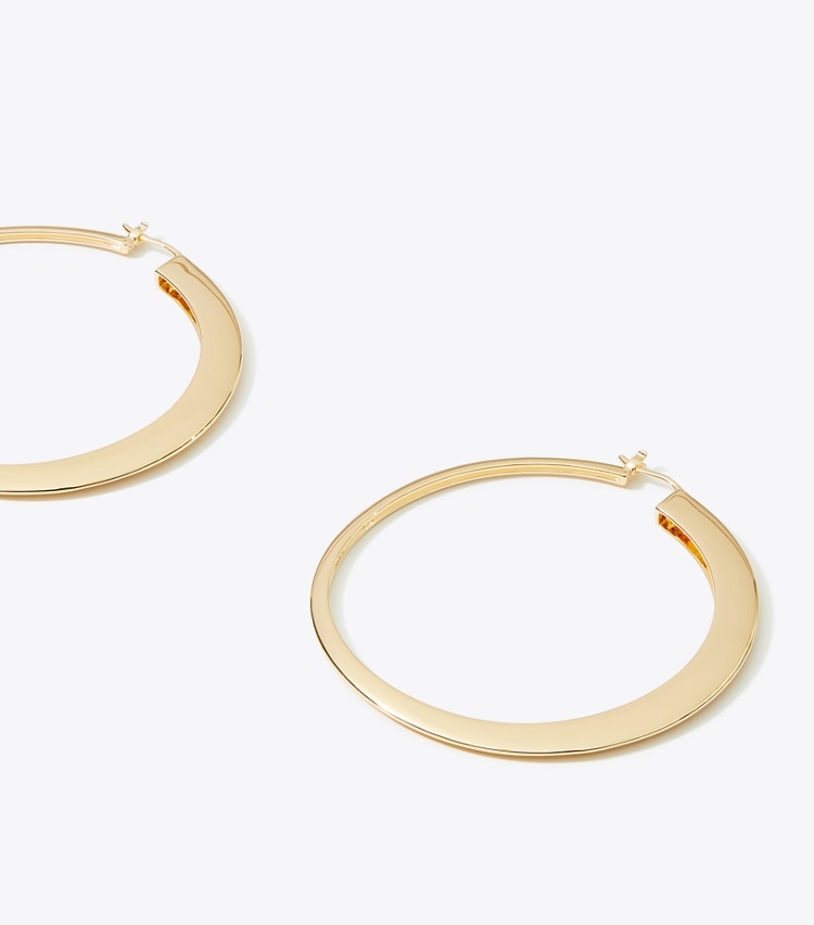 Tory Burch designer earrings Oversized Essential Hoop in Tory Gold detail