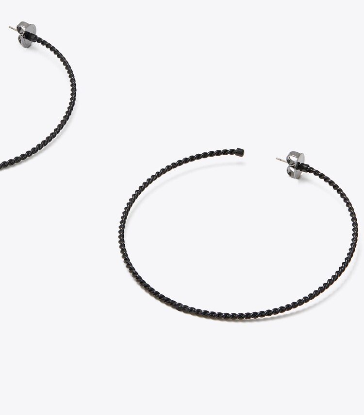 Tory Burch designer earrings Oversized Hoop Earring in Matte Black detail