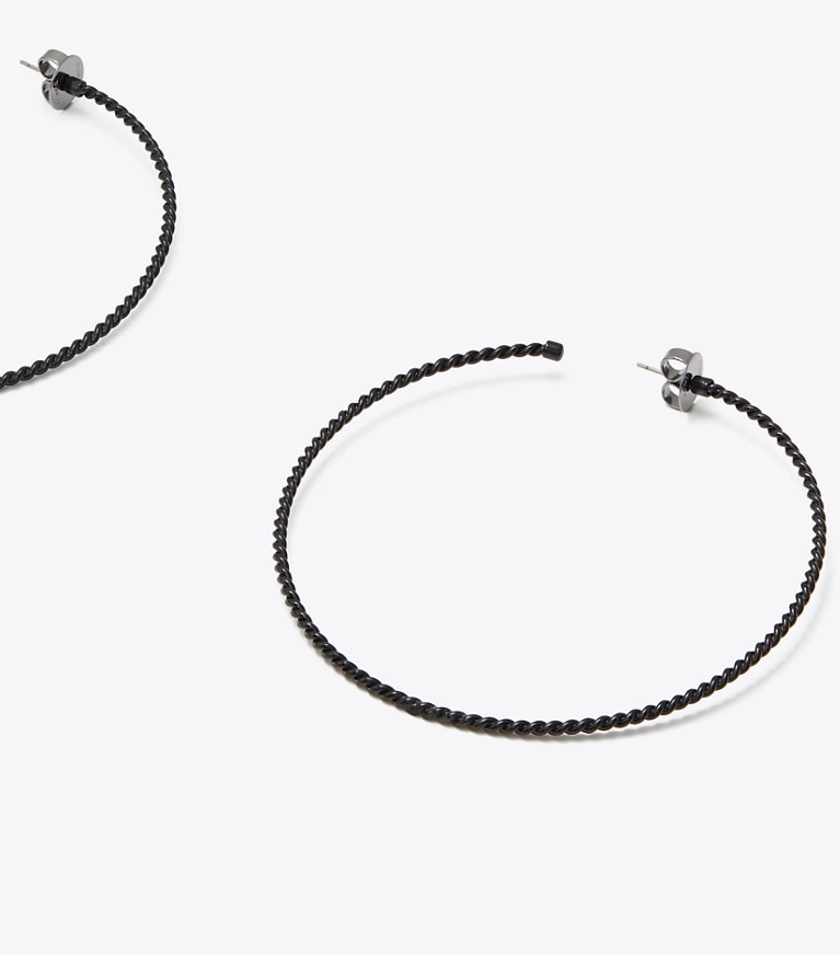 Tory Burch designer earrings Oversized Hoop Earring in Matte Black front