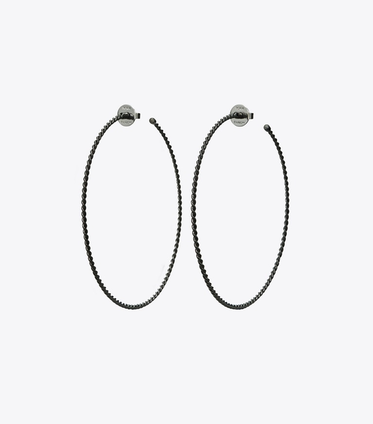 Tory Burch designer earrings Oversized Hoop Earring in Matte Black front