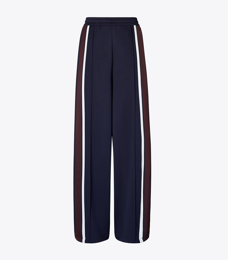 Tory Burch designer bottoms Oversized Jersey Track Pant in Medium Navy front