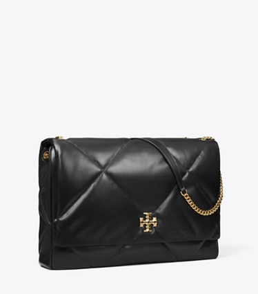 Tory Burch designer shoulder bags Oversized Kira Diamond Quilt Shoulder Bag in Black angle