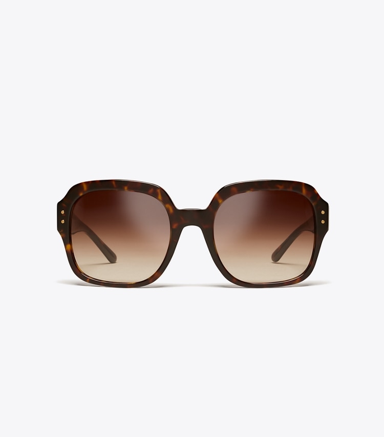 Tory Burch designer sunglasses & eyewear Oversized Square Logo Sunglasses in Dk Tortoise front