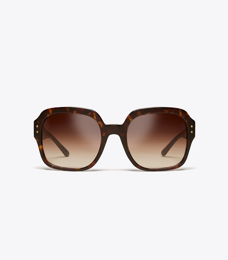 Tory Burch designer sunglasses & eyewear Oversized Square Logo Sunglasses in Dk Tortoise front