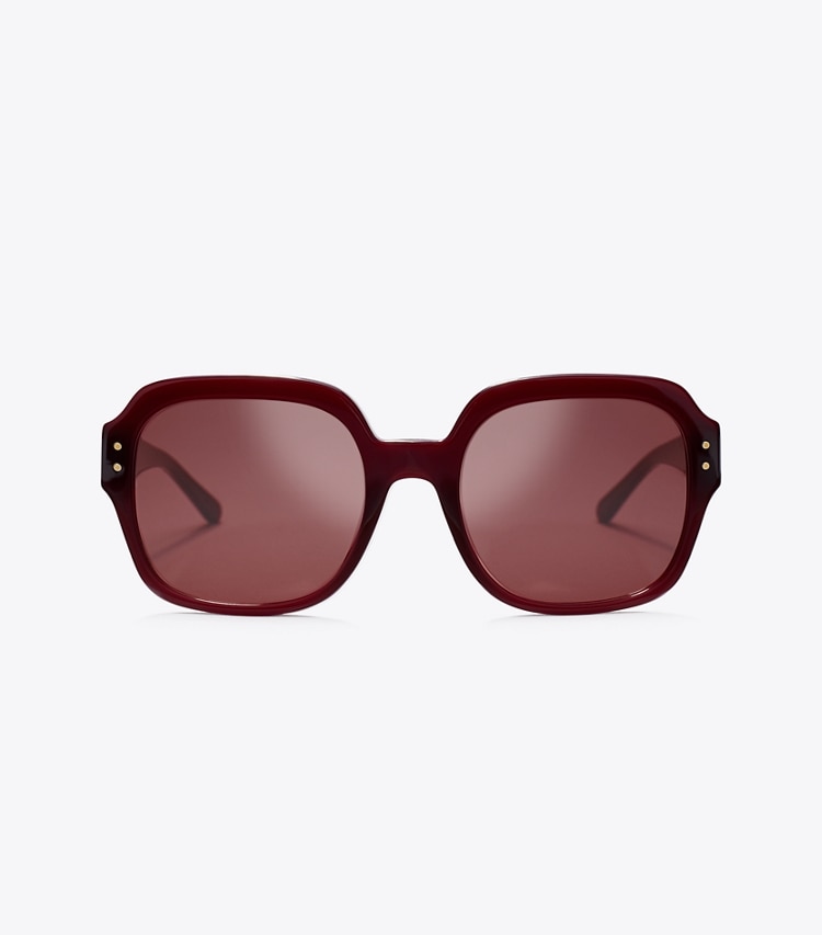 Tory Burch designer sunglasses & eyewear Oversized Square Logo Sunglasses in OXBLOOD front