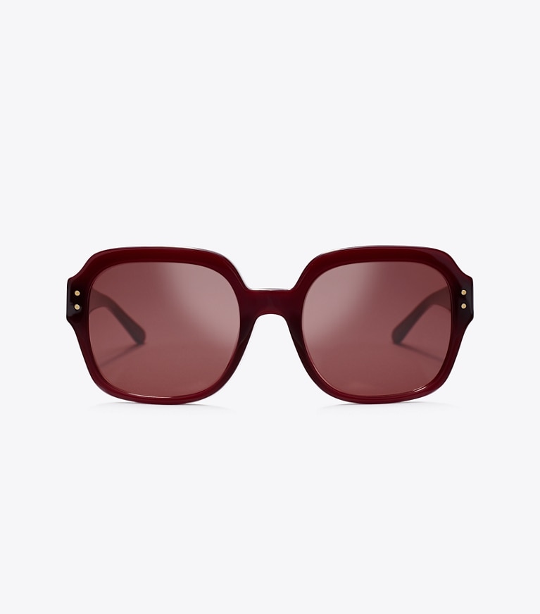 Tory Burch designer sunglasses & eyewear Oversized Square Logo Sunglasses in OXBLOOD front