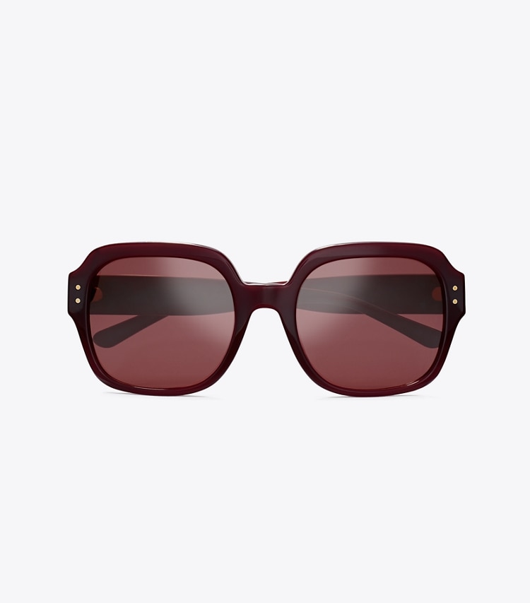 Tory Burch designer sunglasses & eyewear Oversized Square Logo Sunglasses in OXBLOOD overhead