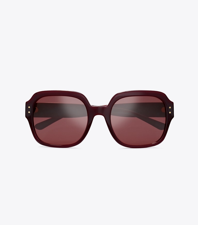 Tory Burch designer sunglasses & eyewear Oversized Square Logo Sunglasses in OXBLOOD front