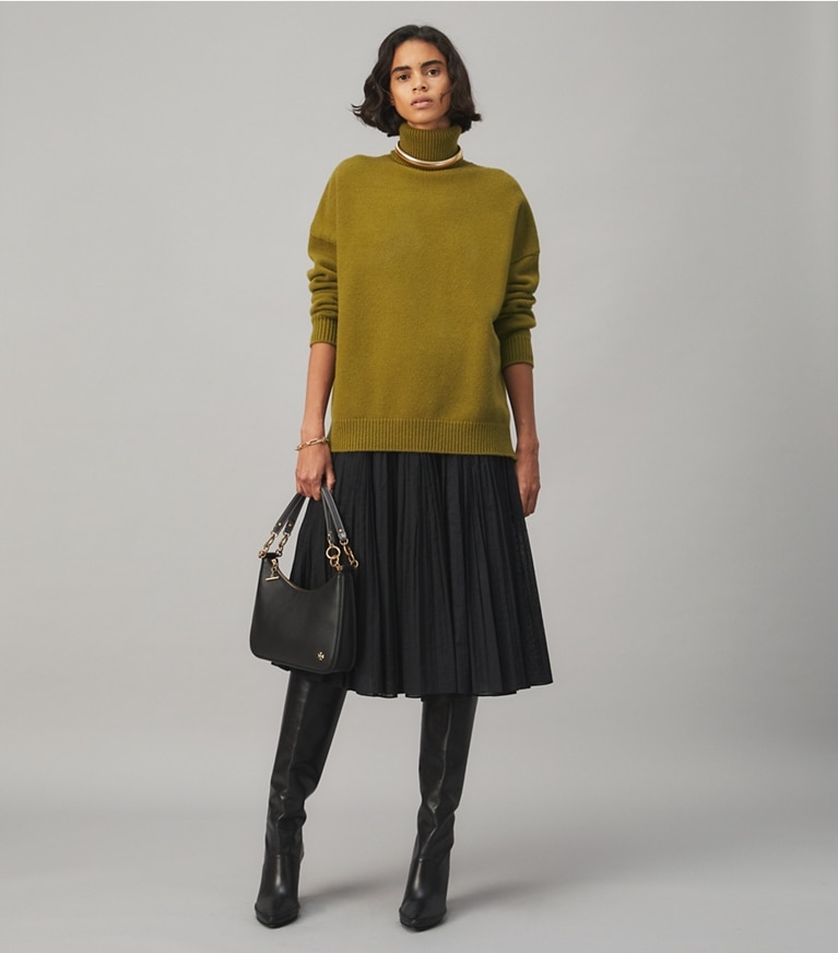 Tory Burch designer sweaters Oversized Turtleneck in HAZEL GREEN front