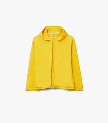 Tory Burch designer jackets Oversized Waxed Canvas Jacket in Banana front