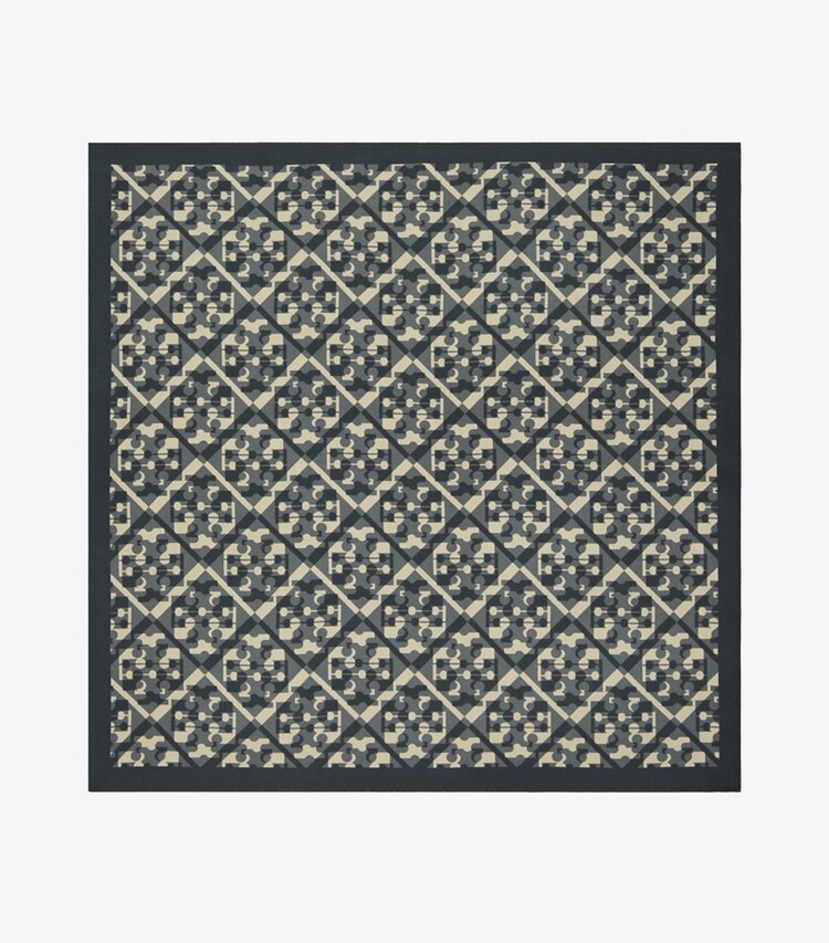 Tory Burch diseñador bufandas Pañoleta de seda con monograma en T Prismatic en Prismatic Logo Neckerchief  - Black vista superior