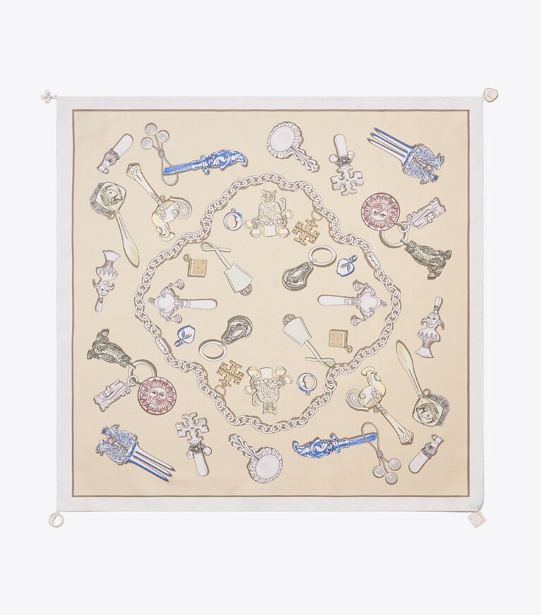 Tory Burch diseñador bufandas Pañoleta Rattles en Rattles Neutral vista superior