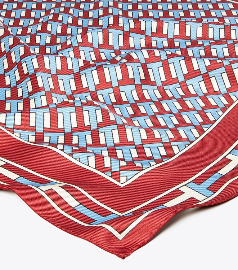 Tory Burch diseñador bufandas Pañoleta Two for T en Red / Blue detalle