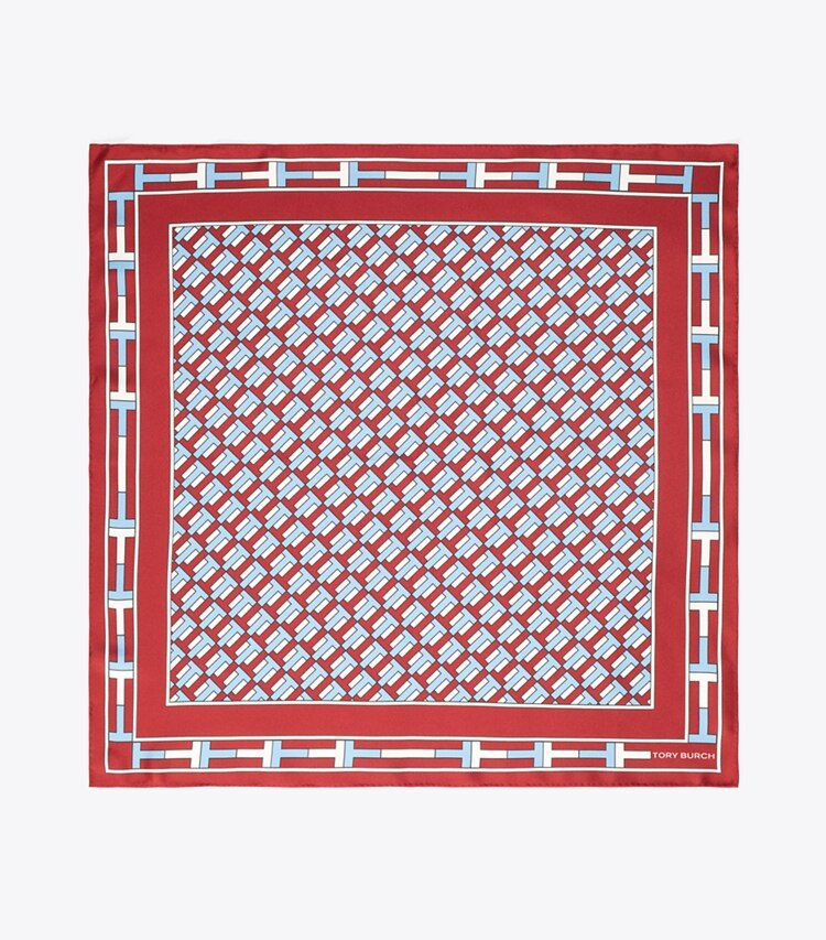 Tory Burch diseñador bufandas Pañoleta Two for T en Red / Blue vista superior