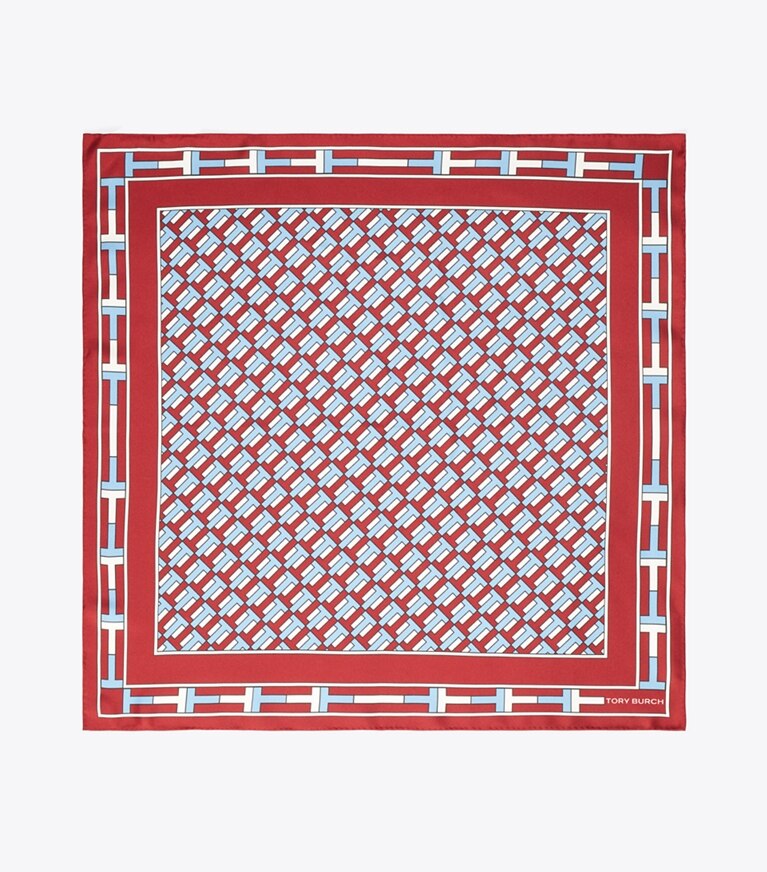 Tory Burch diseñador bufandas Pañoleta Two for T en Red / Blue vista superior