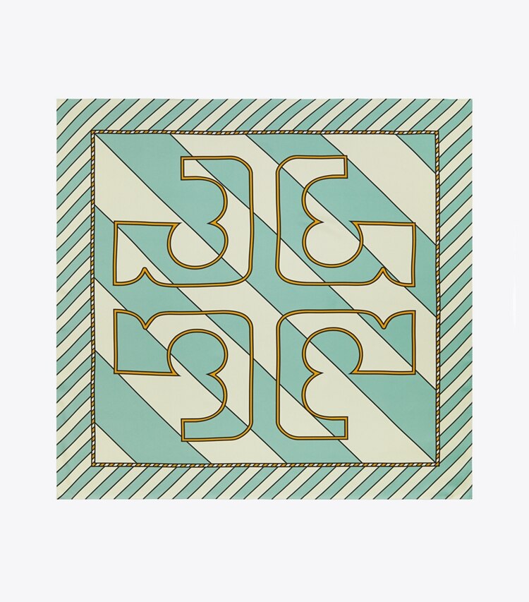 Tory Burch diseñador bufandas Pañuelo cuadrado de seda Candy Wrapper en Candy Wrapper Teal desde arriba