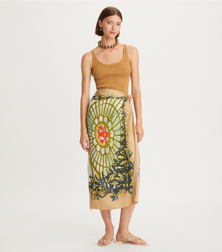 Tory Burch diseñador bufandas Pañuelo cuadrado de seda Greenhouse en Green accesorio en el modelo