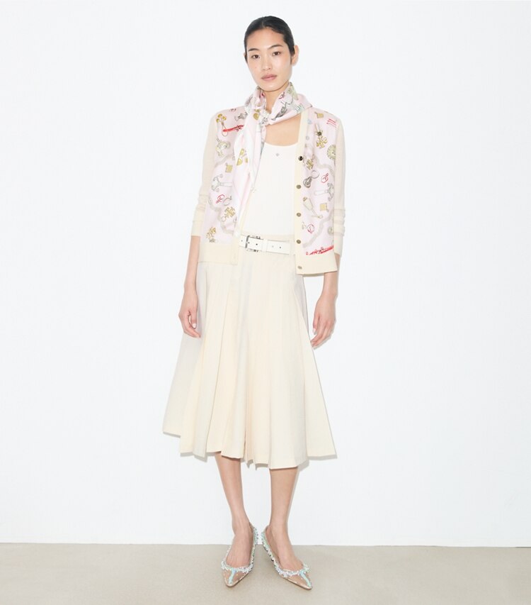 Tory Burch diseñador bufandas Pañuelo cuadrado de seda Rattles en Rattles Pink accesorio en modelo