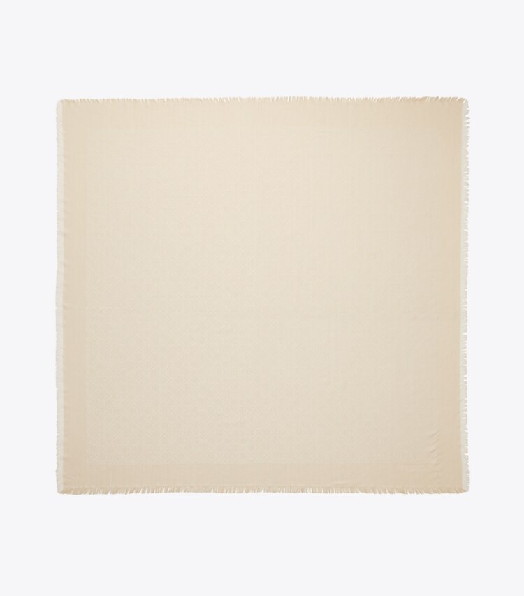 Tory Burch diseñador bufandas Pañuelo de viaje de jacquard con monograma de T en NEW IVORY desde arriba