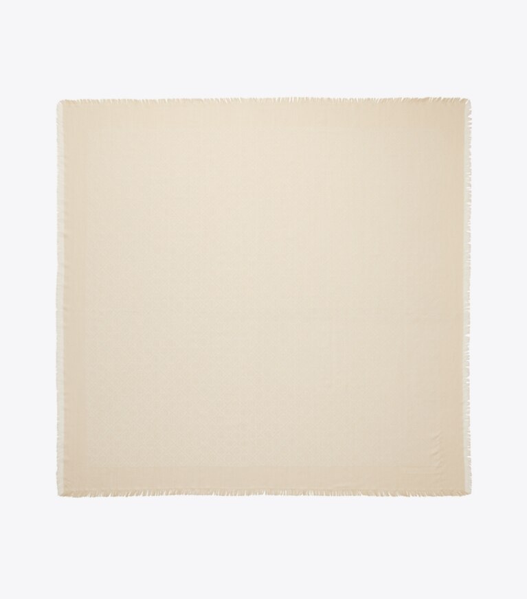 Tory Burch diseñador bufandas Pañuelo de viaje de jacquard con monograma de T en NEW IVORY desde arriba