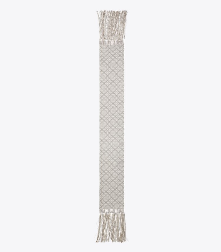 Tory Burch diseñador bufandas Pañuelo rectangular con flecos y monograma T en Mini T Monogram Grey vista superior