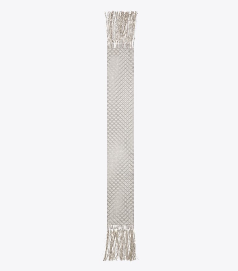 Tory Burch diseñador bufandas Pañuelo rectangular con flecos y monograma T en Mini T Monogram Grey vista superior