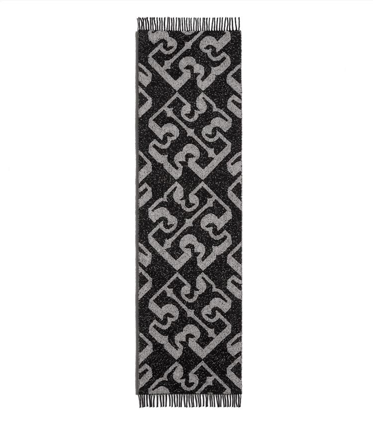 Tory Burch diseñador bufandas Pañuelo rectangular con logotipo 3D en 3D Logo Oblong Black adicional