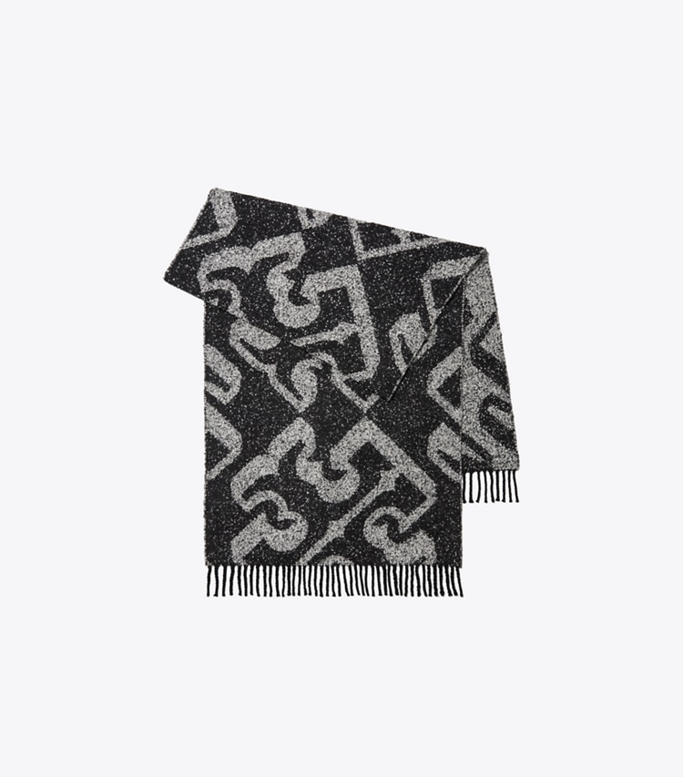 Tory Burch diseñador bufandas Pañuelo rectangular con logotipo 3D en 3D Logo Oblong Black plegado