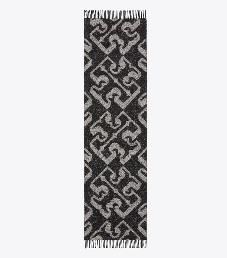 Tory Burch diseñador bufandas Pañuelo rectangular con logotipo 3D en 3D Logo Oblong Black vista superior