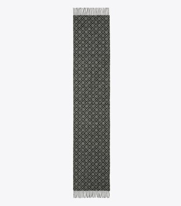 Tory Burch diseñador bufandas Pañuelo rectangular con monograma de T en Black desde arriba