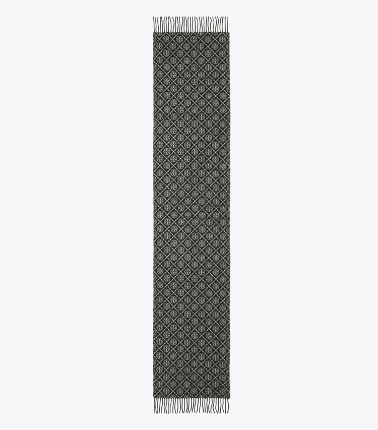 Tory Burch diseñador bufandas Pañuelo rectangular con monograma de T en Black desde arriba