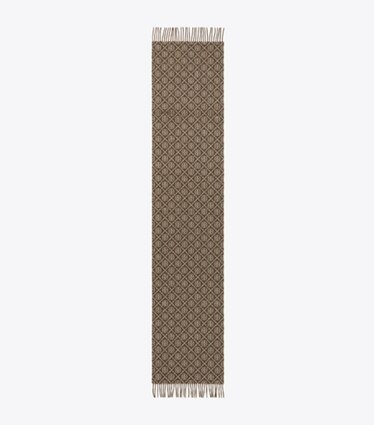 Tory Burch diseñador bufandas Pañuelo rectangular con monograma T en Brown vista superior