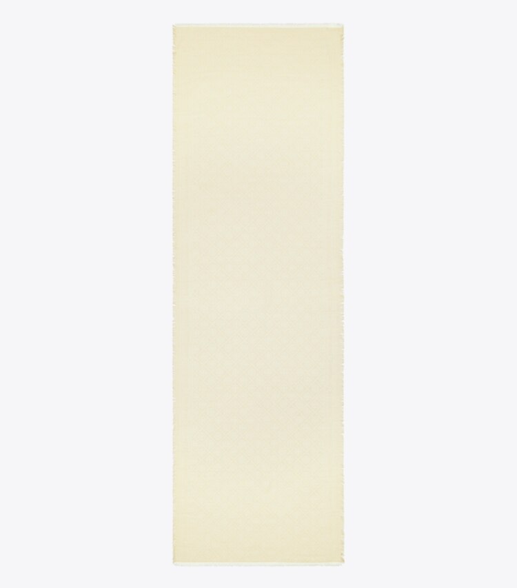 Tory Burch diseñador bufandas Pañuelo rectangular de jacquard con monograma en T en Light Cream vista superior