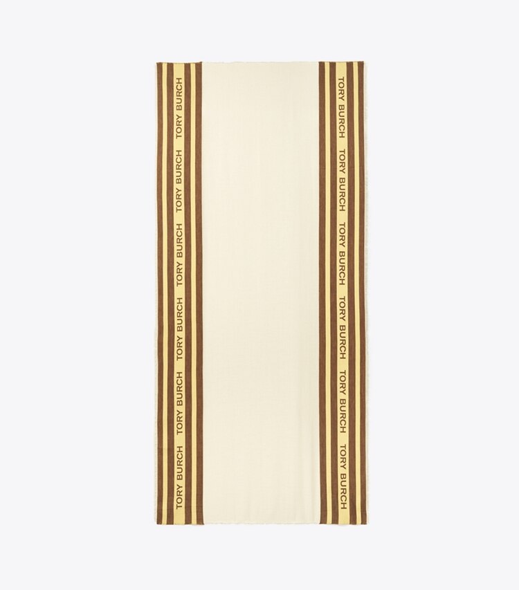 Tory Burch diseñador bufandas Pañuelo rectangular transparente Voyager en Sheer French Cream vista superior