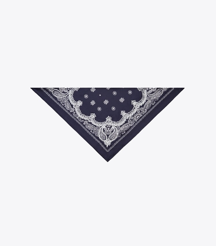 Tory Burch diseñador bufandas Pañuelo triangular tipo bandana con cuentas en Blue vista superior