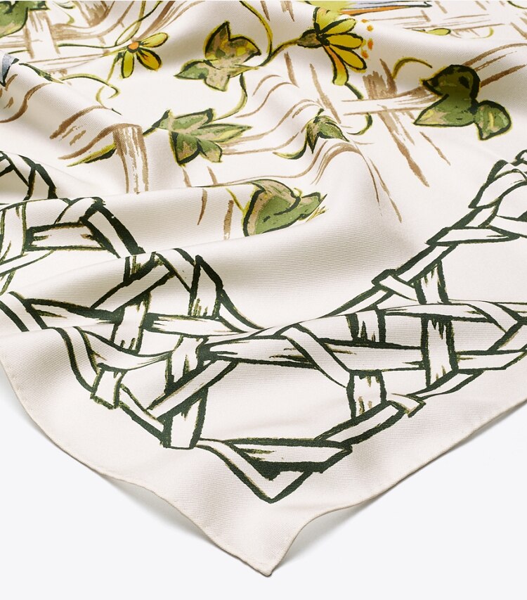 Tory Burch designer scarves Painted Silk Square Scarf in NEW IVORY detail