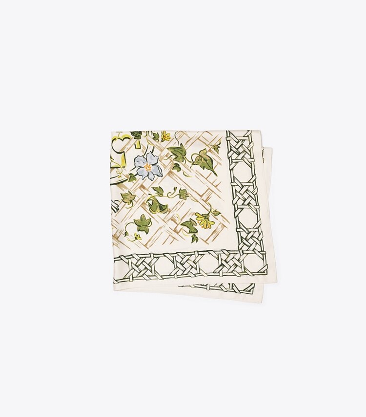 Tory Burch designer scarves Painted Silk Square Scarf in NEW IVORY folded