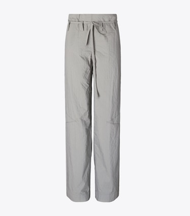 Tory Burch diseñador prendas inferiores Pantalón de algodón de pierna ancha en Gray frente
