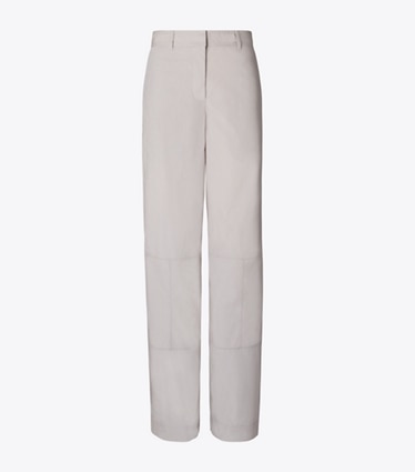 Tory Burch diseñador prendas inferiores Pantalón de algodón de pierna ancha en Gray frente