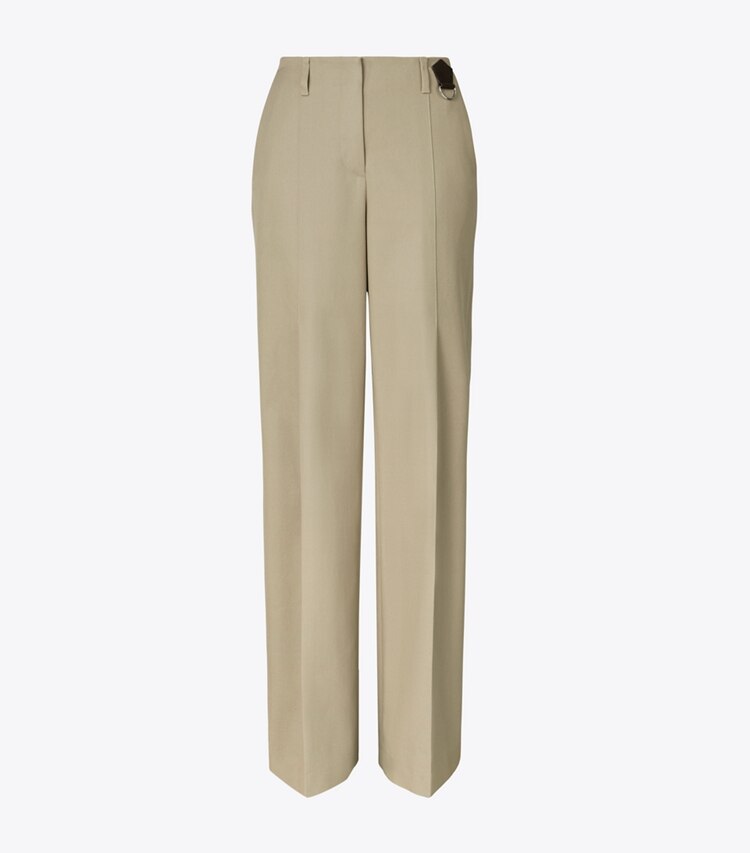 Tory Burch diseñador prendas inferiores Pantalón de algodón desgastado en Taupe Gray frente