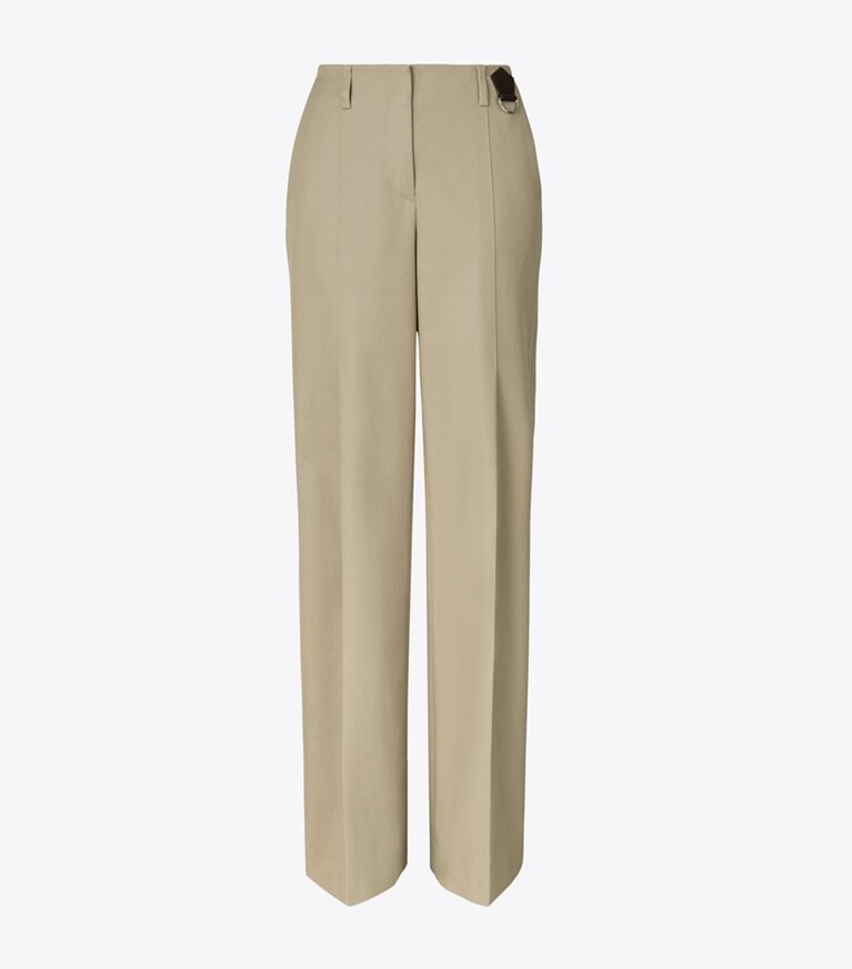 Tory Burch diseñador prendas inferiores Pantalón de algodón desgastado en Taupe Gray frente