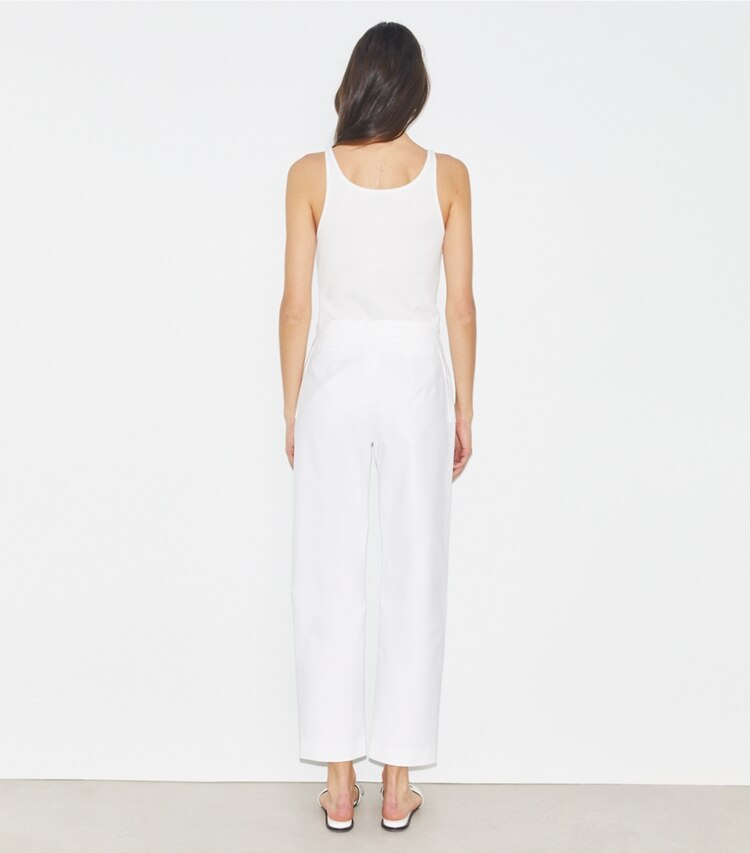 Tory Burch diseñador prendas inferiores Pantalón de algodón en White parte posterior en modelo