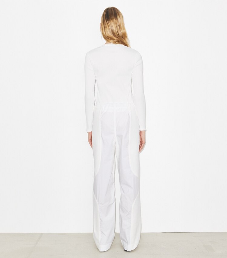 Tory Burch diseñador prendas inferiores Pantalón de algodón en Marshmallow parte posterior en modelo