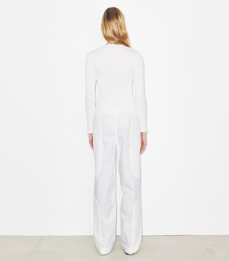 Tory Burch diseñador prendas inferiores Pantalón de algodón en Marshmallow parte posterior en modelo