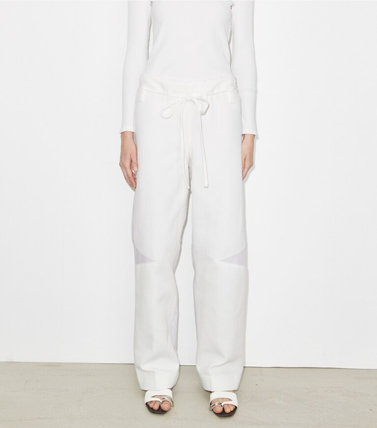 Tory Burch diseñador prendas inferiores Pantalón de algodón en Marshmallow detalle en modelo